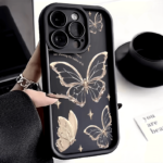 Funda de teléfono de silicona con mariposa dorada para iPhone