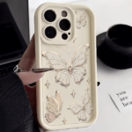 Funda de teléfono de silicona con mariposa dorada para iPhone - Imagen 2